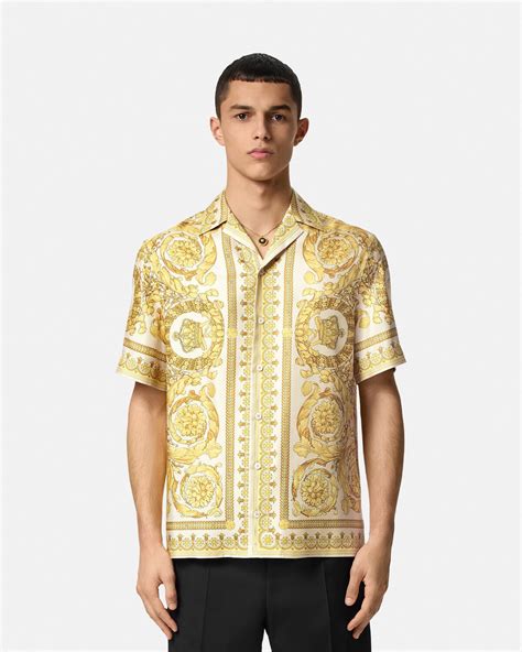 versace 9730103910|Barocco Silk Shirt Yellow,Print .